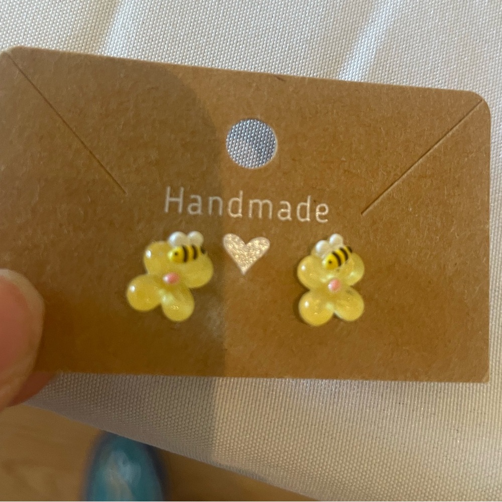 Resin Bee Stud Earrings